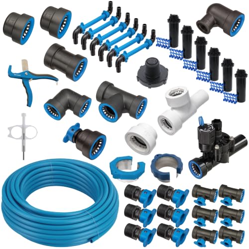Blu-Lock 1" In-Ground Sprinkler System Kit with Push-Fit Fittings, Electric Valves, Rotor Sprinklers, DIY Install, Zones: 1