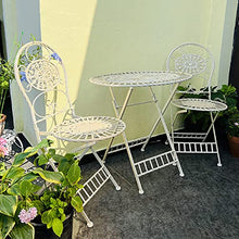 GPWDIEJB Retro Metal Folding Bistro Set with 2 Chairs and 1 Table Weather Resistant Outdoor Side Table for Patio Yard Garden Cast Iron End Table Coffee Tables Vintage Dining Furniture