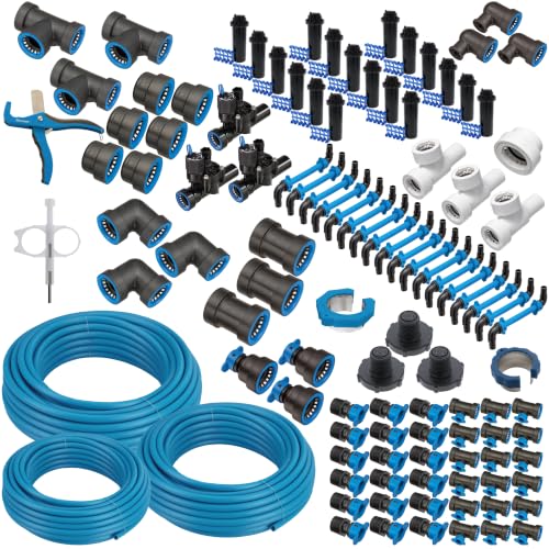 Blu-Lock 1" In-Ground Sprinkler System Kit with Push-Fit Fittings, Electric Valves, Rotor Sprinklers, DIY Install, Zones: 3