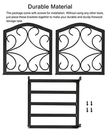 DOIBG Wrought Iron Firewood Log Rack for Indoor/Outdoor Fireplace Heavy Duty Kindling S Stand with Easy Assembly