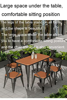 Eiwitany Outdoor Wrought Iron Plastic Wood Tables and Chairs Courtyard Terrace Milk Tea Shop Coffee Shop are Suitable for a Table and Four Chairs (Black A)
