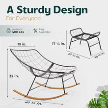 Bme Patio Rocking Chair Outdoor & Indoor, Metal Patio Lounge Rocking Chair with Thick Cushion, Comfy Modern Rocker Chair for Living Room, Porch, Backyard, Grey Cushion - Wood Texture Rocker