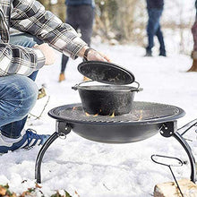 Outdoor Fire Pit Foldable Outdoor Fire Pit, Wood Burning Fireplace, Round Metal Brazier with Spark Sieve Cover Poker and 24 in