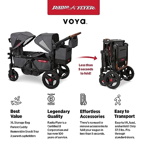 Radio Flyer Voya 2-Seater Stroller Wagon Gray