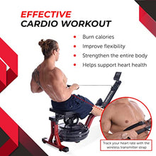 Stamina X Water Rower - Rower Machine with Smart Workout App - Dynamic Water Resistance - Black / Red