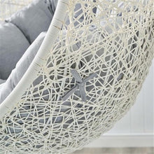 Modway Hide Wicker Rattan Sunbrella® Outdoor Patio Porch Lounge Egg Swing Chair Set with Stand in White Gray