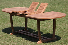 WholesaleTeakFurniture Grade-A Teak Wood Extra Large Double Extension 117" Mas Oval Dining Table with Trestle Legs #WFDT118OM