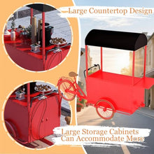 Large Food Bike Cart with Reverse-Facing Seats,Trailer Food Vending Carts with Vending Tricycle, Food Drinks Display Bicycle Cart for Patio Garden, Weddings Party,Yellow