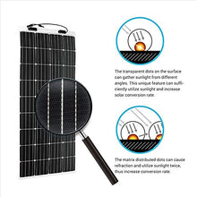 500W/250W Solar Panel 18V Semi-Flexible Monocrystalline Solar Cell DIY Cable Waterproof Outdoor Car RV Rechargeable Power System (250w) (250w)