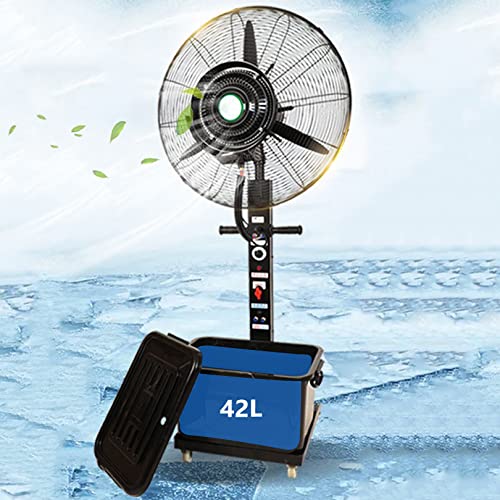 GFJYKDL Misting Fan Spray Cooling Fan Industrial Fan with 3 Speeds, 42L Tank, Heavy Duty Patio Water Tank Electric Fans for Garage or Workspace,81cm/31.9in