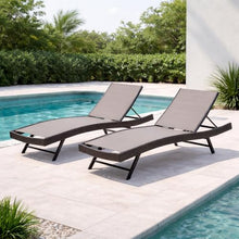 Christopher Knight Home Zalel Set of 2 Wicker Patio Chaise Lounge Chair Outdoor, Metal Frame Sunbathing Pool Lounger with Mesh Seat, Adjustable Backrest Reclining Chair, Single Lounger, Brown Multi
