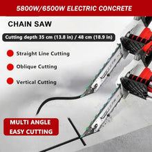 Suyaoquant Electric Concrete Chain Saw | Handheld Chainsaw Wall Cutter | with Water Fed Dust Suppression | with 2 Chains/2 Guide Bar | for Concrete, Granite, Masonry Design for Indoor/Outdoor Use