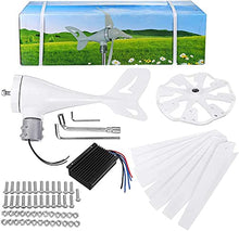 8000W 12V/24V Vertical Noiseless Wind Turbine Generator,8-Blade Horizontal Wind Power Generator with MPPT Charge Controller for Patio Outdoor (White),24v