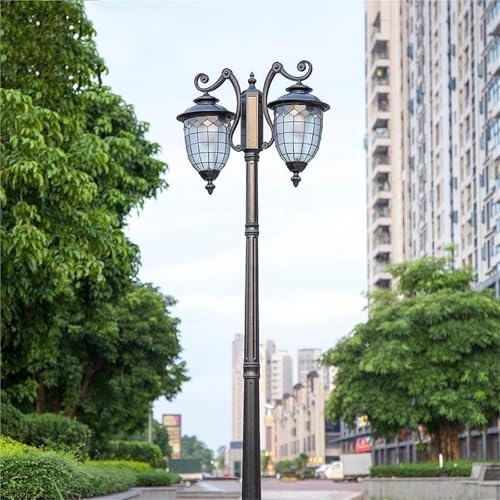 EliteBloom Outdoor Lamps for Patio Lamp Post Lights Outdoor, 2.35M Street Light 2-Lights Garden High Pole 1-Pac,