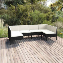 6 Piece Patio Lounge Set with Cushions, PE Rattan Outdoor Furniture