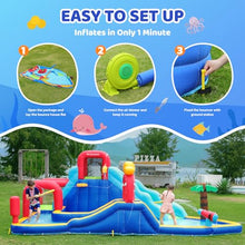 ELEMARA Inflatable Water Slide Bounce House, 10 in 1 Inflatable Water Park with Blower, 2 Slides & 2 Climbing Walls & 2 Water Guns, Deep Pool Giant Splash Pool, Water Slides for Kids Backyard for 6