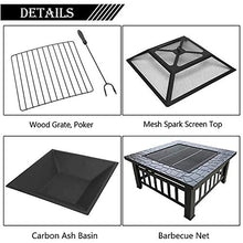 3 In1 Outdoor Fire Pits, 32-Inch Portable BBQ Firebowl, Patio Wood Burning Fire Pit with Fireplace Poker Waterproof Cover