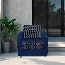 FDP Outdoor Modular Club Chair Featuring Sunbrella Fabric - Weather-Resistant, Fade-Resistant, Assembled Patio Furniture with Cover Included for Backyard, Poolside Seating - Indigo/Canvas Navy