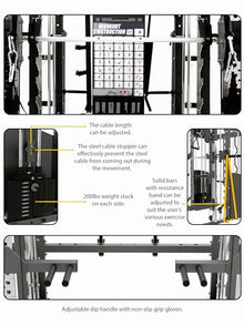MiM USA Hercules Pro Commercial Smith Machine Functional Trainer Power Rack Black