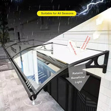 Outdoor Front Door Patio Awning, UV Resistant Polycarbonate, Sun Rain Shelter with Aluminum Brackets (100x280cm)