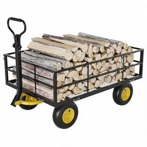Litake Steel Garden Cart Wagon,1400LBS Capacity,with Removable Mesh Sides