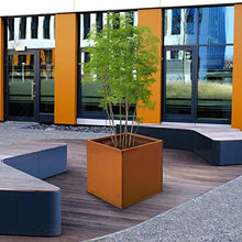 GZGNEEVL Corten Steel Planter Box 32 Inch Large Square Cube Rustic Metal Outdoor Planter