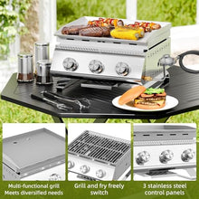 Electactic 3-Burner Stainless Steel 2-in-1 Tabletop Grill and Griddle Combo, 24,000 BTU Portable Flat Top Propane Gas Grill for Commercial BBQ, Outdoor Cooking, Camping, Tailgates & Backyard