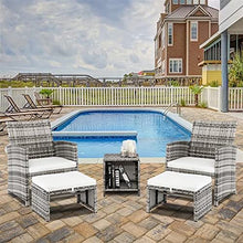 DUYHBAWRS 5pcs 2 Chairs Footstools 1 Coffee Table Combination Sofa Gray Gradien for Your Front or Backyard Patio Furniture