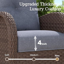 Aeeiua 6 Pieces Wicker Patio Furniture Set, Luxury Outdoor Conversation Set with High Back Swivel Rocker Chairs