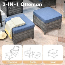 XIZZI 6-Piece Patio Furniture Set with Swivel Rocking Chairs, All Weather Wicker, Grey Rattan Denim Blue
