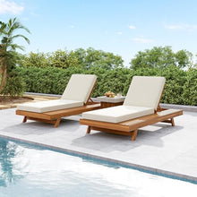 Merax Acacia Wood Chaise Lounge Chair Outdoor Set of 2, Patio Recliner with 4 Position Adjustable Backrest and 4" Thick Double-fold Cushion