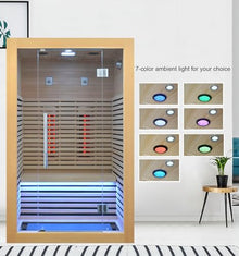 Kang Share Infrared Sauna Room 2 to 3 Person 1832W Low EMF + Carbon Plate Heater Indoor Dry Sauna, Home Spa Sauna, Wooden Canadian Hemlock KS-CG02