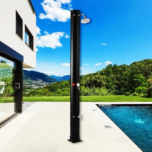 MKLFBY Luxury Solar Outdoor Shower with Shower Head & Foot Shower Tap, Temperature and Pressure Adjustable Garden Shower for Poolside Backyard Beach Pool Spa