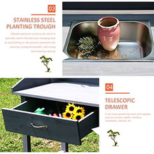 iumLeap Planting Work Bench with Removable Sink with Storage Shelves and Drawer Gardening Bench Potting Table (Brown 117x45x121cm)