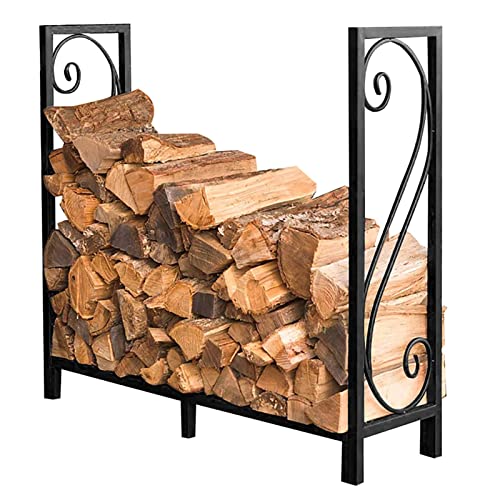 WXPWAMZ Firewood Rack Firewood Racks 43In Height Log Rack With Legs - Heavy Duty Metal Iron Firewood Rack - For Wood Stove Fireplace Back Porch Balcony Living Room -Easy To Put