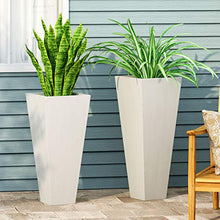 Christopher Knight Home Victor, White Outdoor Modern Large and Medium Cast Stone Planter Set
