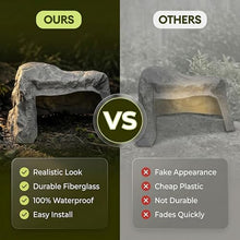 Artificial Rock Cover – Weather-Resistant Fiberglass Garden Landscape Utility Concealer Slate Gray Finish for Pumps, & Irrigation Systems, Cave