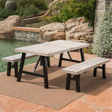 Noble House Borocay 3-Piece Acacia Wood Outdoor Picnic Set Grey