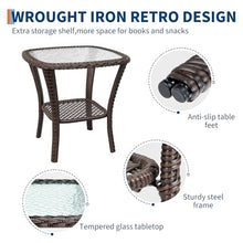 PioneerWorks Outdoor Swivel Wicker Glider Patio Chairs with Table Set, 3 Pieces Outdoor Bistro Set with 4”Thick Cushions and Coffee Table for Porch, Balcony, Deck (Blue)