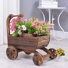 ZOCWJK Wooden Flower Display Stand Small Cart Plant Pot Holder for Desktop Balcony Antiseptic Solid Wood Construction,