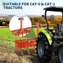 ExploreHorizon 55" Box Blade for Tractor, Cat 0 & Cat 1 Tractor Attachment - 6 Adjustable Scarifier Shanks, Heavy Duty Land Leveling Grading for Driveway, Farm, Landscaping