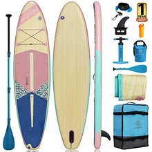 Highpi Inflatable Stand Up Paddle Board Vertically Center-Folded SUP Pink Wood