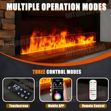 AUTUMFLATGAO 3D Water Vapor Fireplace, Realistic Atomized Flame Atomized Fireplace with 9 Adjustable Flame Colors, Stainless Steel, Automatic Water Filling, App/Touch/Remote Control 80cm