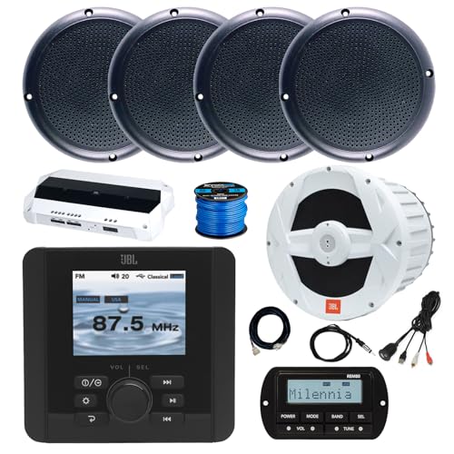 Enrock Marine JBL JAM5000N Marine USB Bluetooth Receiver with Remote, 10" Subwoofer & 4x 5.25" Speakers Black