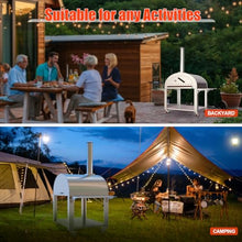 Patikuin Outdoor Wood-Fired & Charcoal Pizza Oven, Stainless Steel Pizza Maker with Wheels, 2-Layer Insulated Outdoor Pizza Grill for Backyard Patio Camping