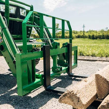 Titan Attachments 72" Pro Series Extra Wide Pallet Fork Frame, 60" Fork Blades, Hook and Pin Mounting Style, Rated 5000 LB, Conus 2 Hay Spear Sleeves and 2" Receiver Hitch Included
