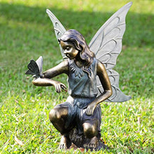Green Vista Water Gardens Fairy with Butterfly Metal Garden Statue Silver