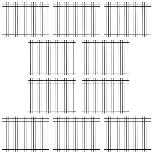 Fencer Wire Pack of 10 Heavy Duty Pinnacle Fence Barrier Panel, 6FT Height X 8FT Width Anti-Rust Metal Fencing Panel, 2” Diameter Steel Outdoor Decorative Garden Fence Panel