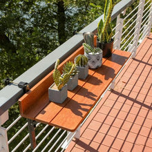 YYBHKHBY Balcony Railing Table - Folding Hanging Deck Bar Desk - Outdoor Patio Apartment Furniture - Adjustable Clamp 3-11cm, Pine Wood & Aviation Aluminum Board, 200 lbs Capacity,Brown,47.2x13.0in
