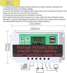 KZZAAO 10 Pieces Complete 4000W/6000W Solar Inverter System Kit, 100W Waterproof Folding Solar Panel, 12V50A Solar Charge Controller